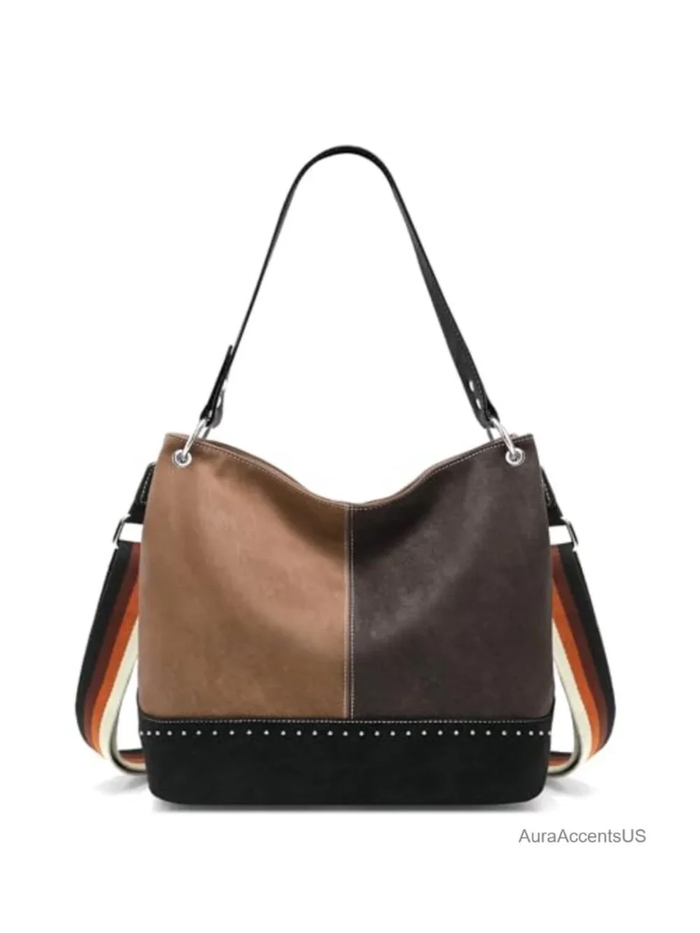 Suede Hobo Crossbody Bag - Medium Tote Purse for Women